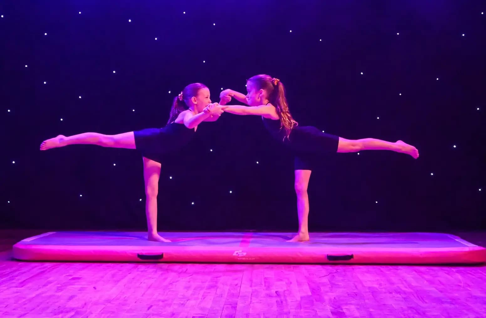 Young dancers in an acro class in Solihull